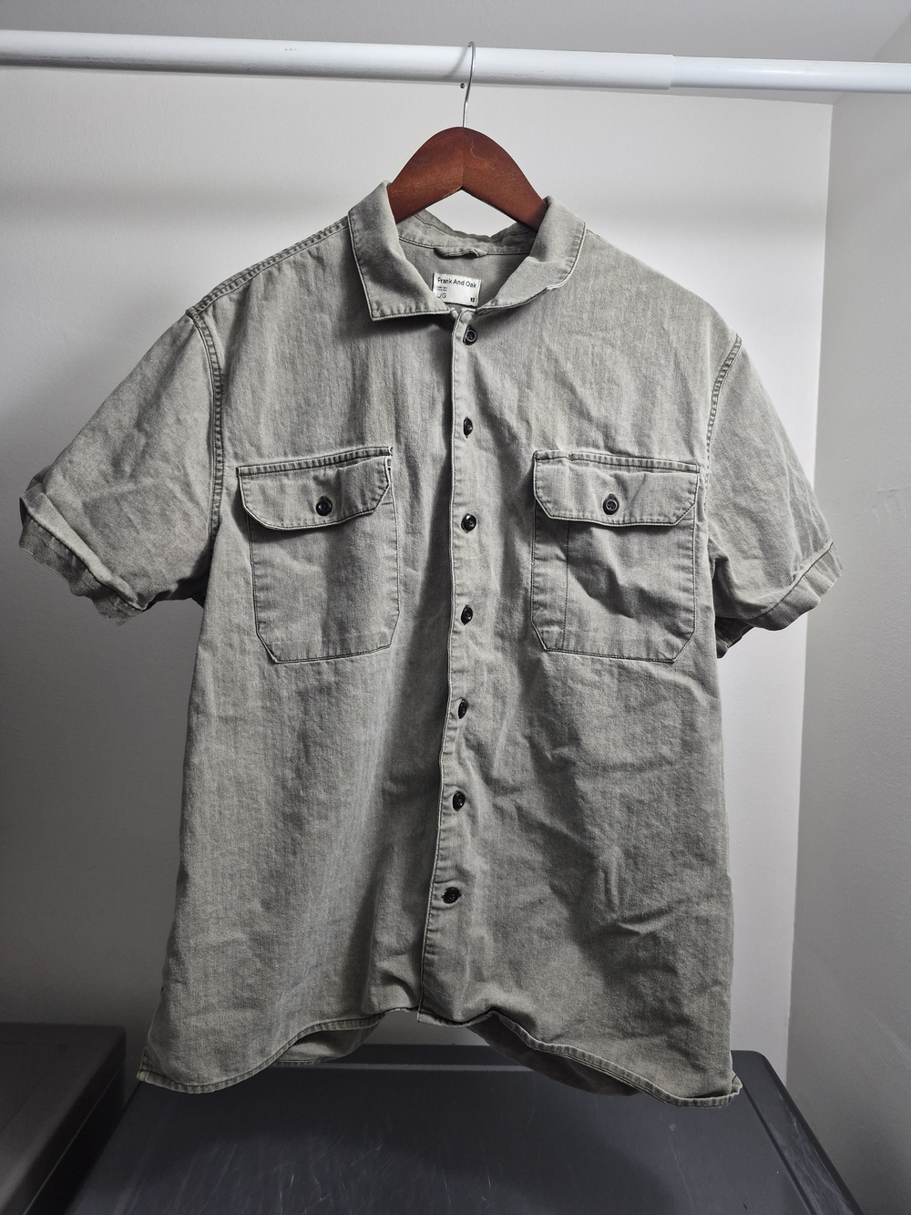 Frank & Oak Light Gray Short-Sleeve Button-Down Shirt